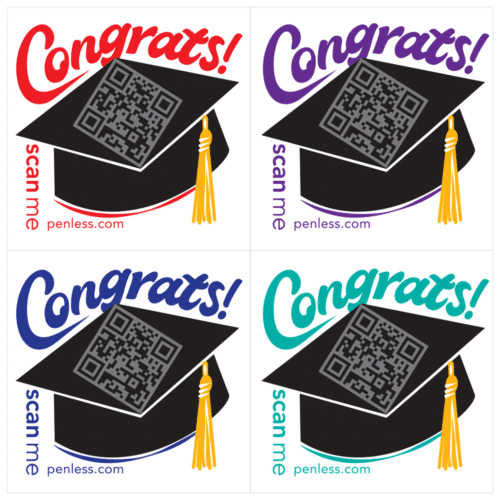 graduation grad caps qr code video stickers