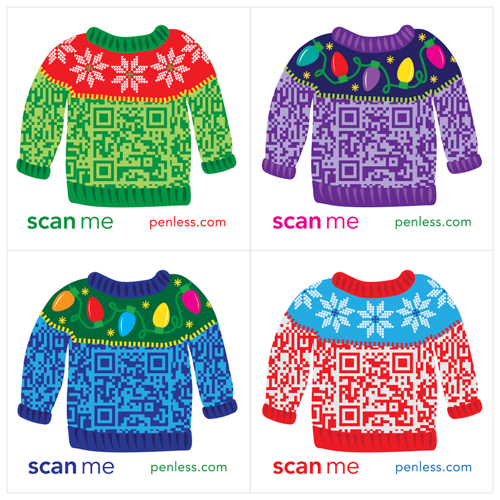 ugly sweater stickers, green ugly sweater, purple ugly sweater, blue ugly sweater, red ugly sweater